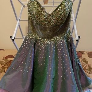 Prom Dress Short M Gold Purple Green Sweet 16 Formal